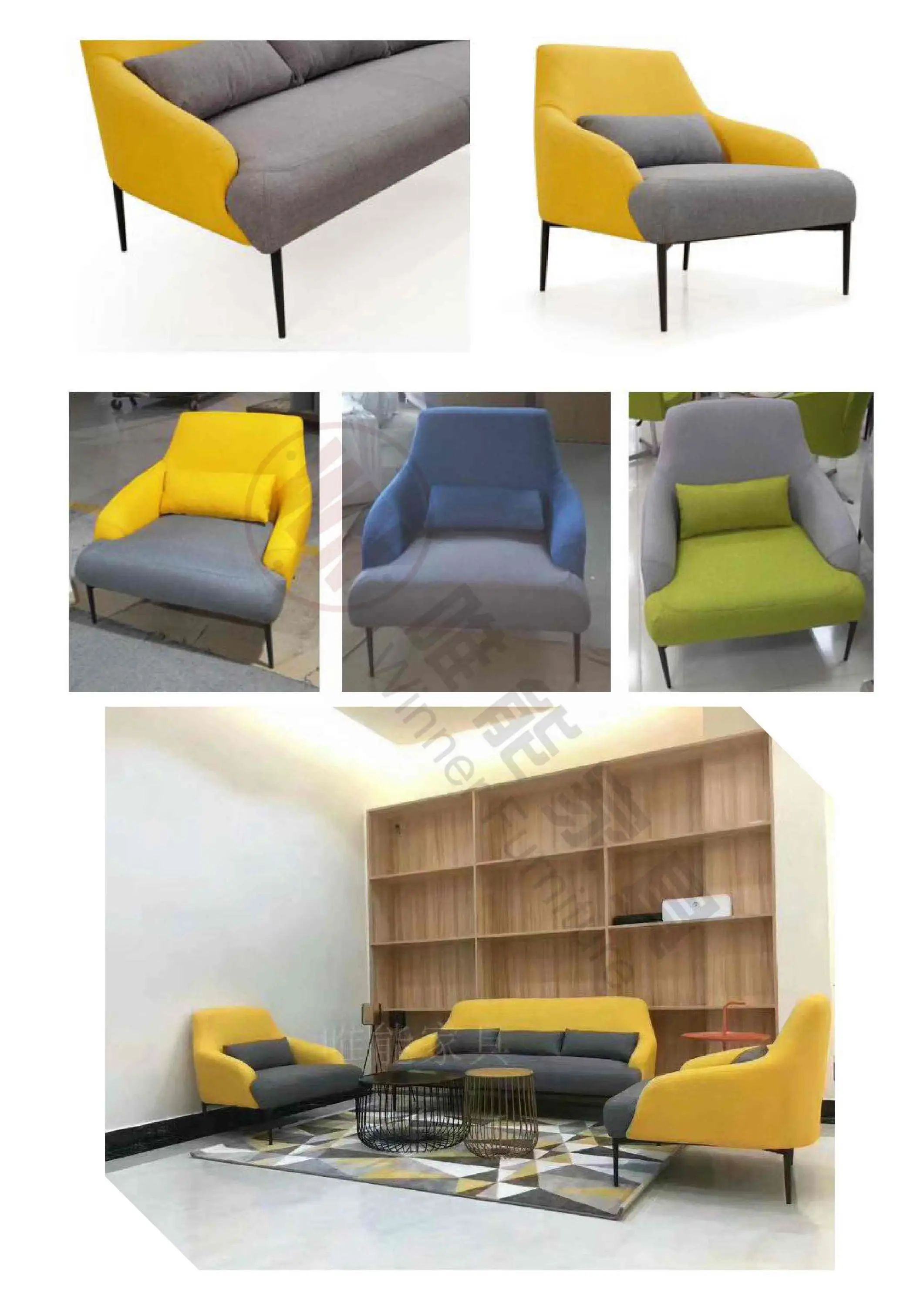 Office sofa leisure design fabric cover W8108