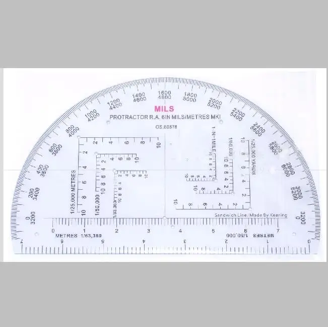 5"x5" Navigation Hiking Coordinate Scale & Protractor Tool for Map Reading 