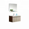 1 MOQ double 2 door design ceramic wash basin toilet plywood wood wall mounted hung New Corner bathroom cabinet with mirror