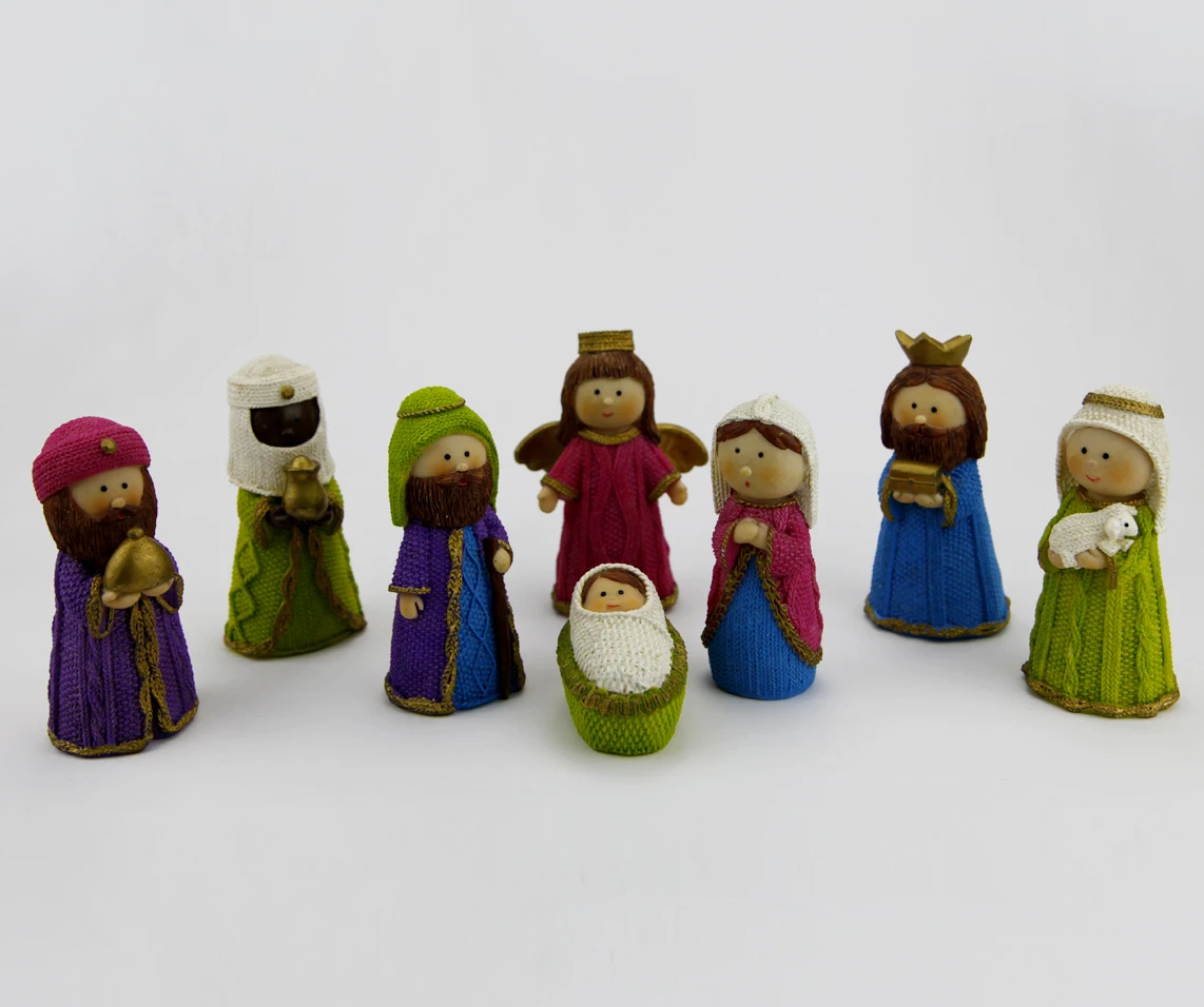 Resin Christmas Nativity Set Scene Cartoon Figures Figurines Baby Jesus