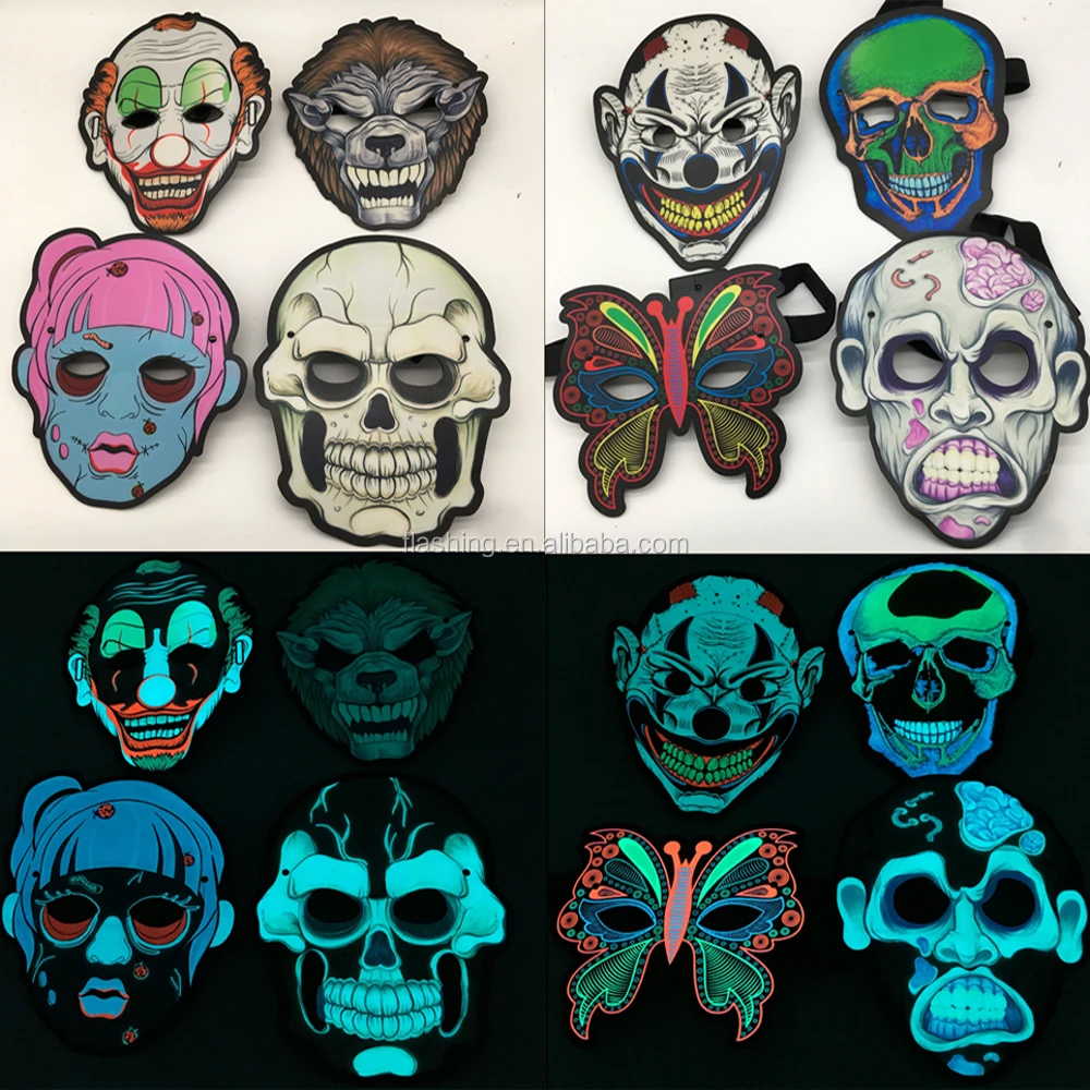 Hot selling Cool Mask,Party Light Up Mask For Party,Halloween, Blacklight Run,Advertisement,DJ,Club,Christmas