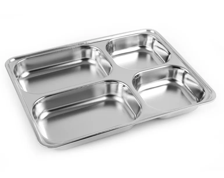 Restaurant Metal 3 Compartment Plate Divided Fast Food Tray For Kids ...