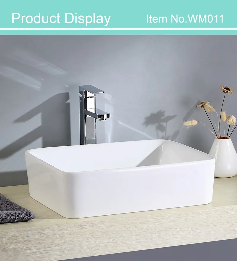 WM011 New style bathroom ceramic rectangular wash basin
