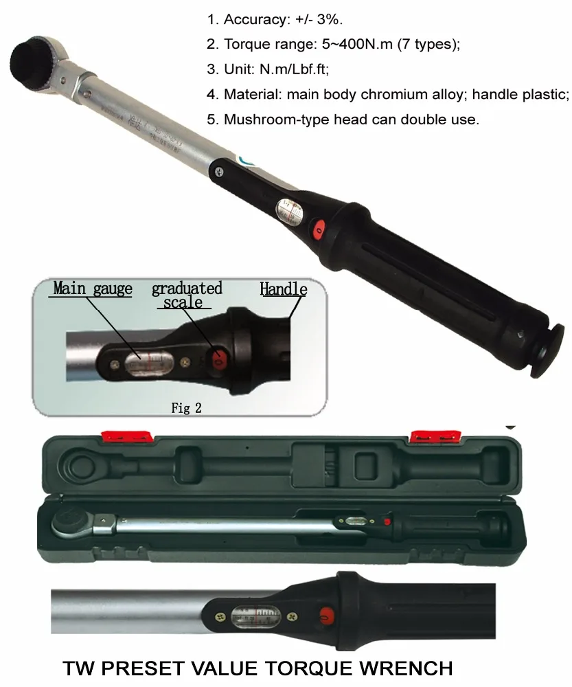 Drive Click Torque Wrench With Preset Rachet High Precision Hand Tools
