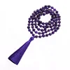 Handmade Purple Tassel Amethyst Beads 8mm 108 Long Mala Necklace