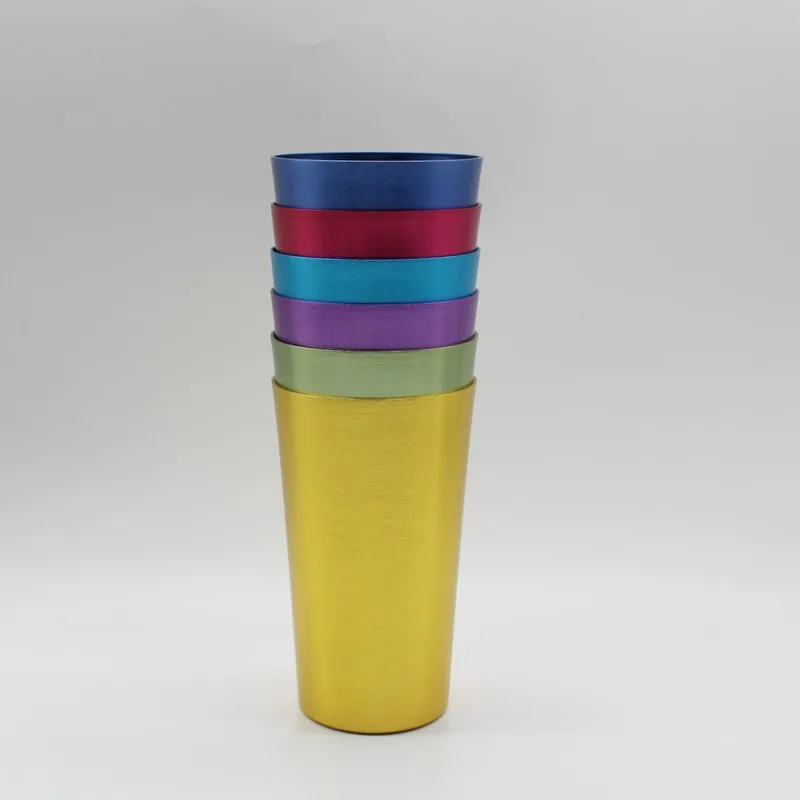 Multi Colored Aluminum Tumblers Set Of 6 Metal Drinking Cups,12oz
