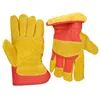 Men's Heavy Duty Cotton Lining Yellow Red Cold Weather Cow Split Leather Gloves winter work