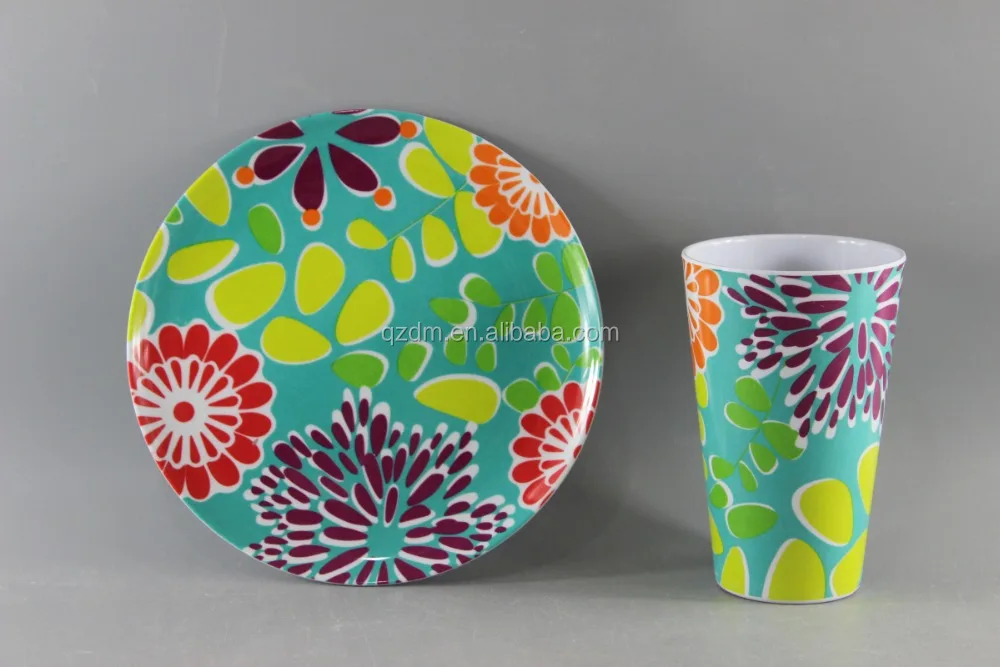Summer Print Melamine Dinner Plate And Mug Set