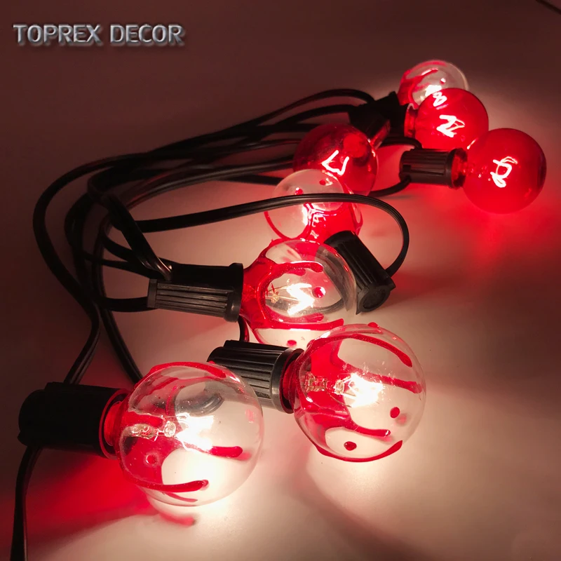 2019 halloween festival lighting indoor outdoors red G40 bulb ball festoon string light