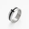 OUMI High Polished Stainless Steel ring Jewelry Plain Smooth Surface With black Cross Mens Ring
