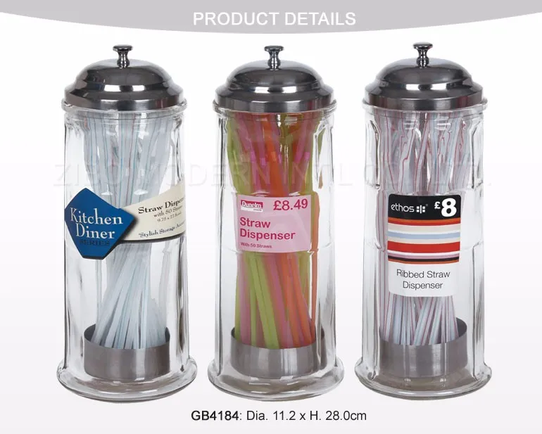 Wholesale Clear Glass Straw Dispenser With Stainless Steel Cap Buy