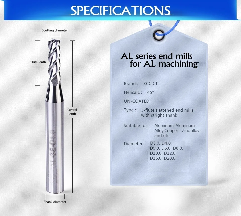 Original Zcc.ct Al3eld8.0 Solid Carbide 8mm Lengthening Zccct End