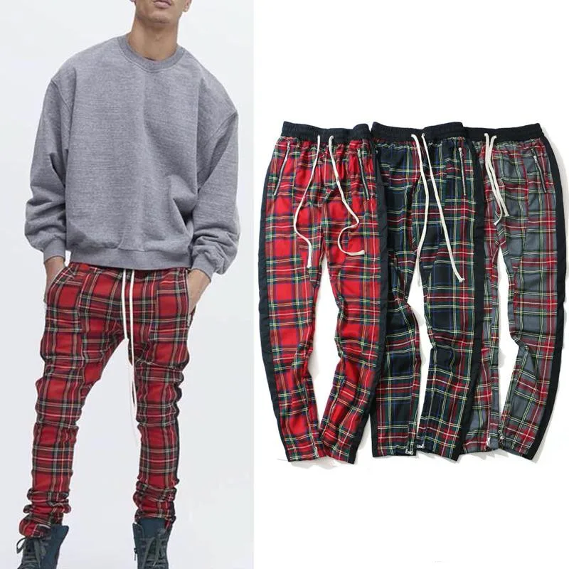 red plaid track pants mens