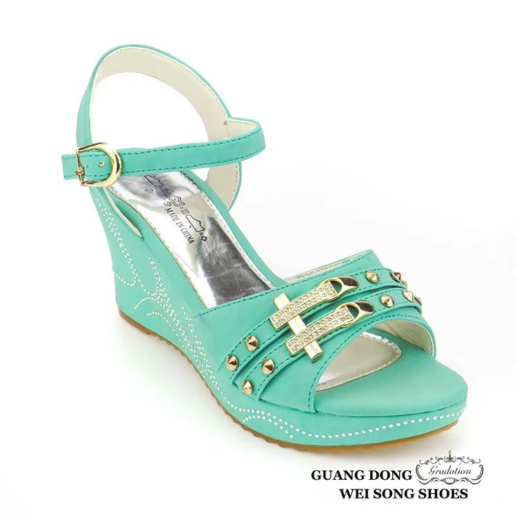 green wedge shoes