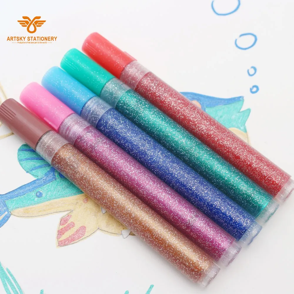 Glitter Paint Pens,Water Based Fine Point Set Of 12 Multiple Colors