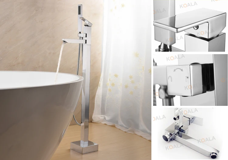 UPC Brass Bathroom Bathtub Shower Mixer Tap Filler Freestanding Faucet
