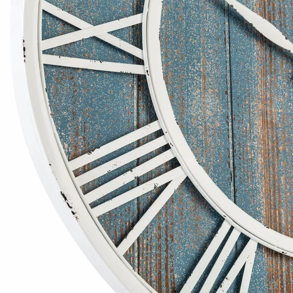 Decorative Rustic Blue Wood Wall Clock For Home Decoration Buy Wood