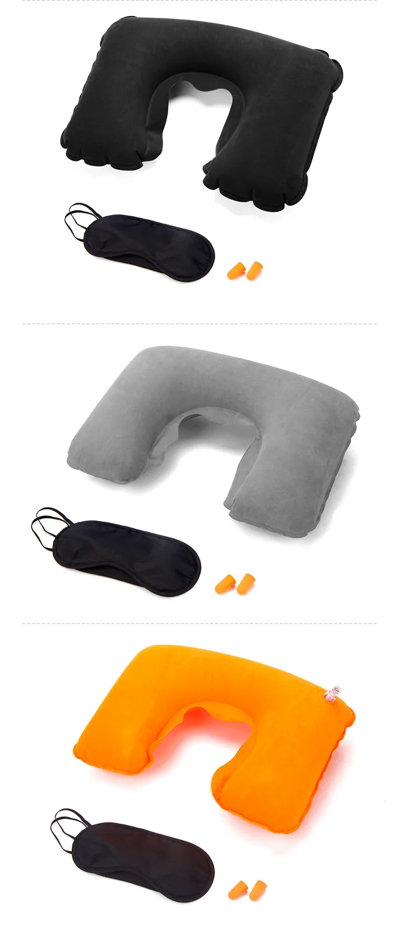 Colorful Airline Neck Pillow Travel Gift Set Inflatable Neck Pillow