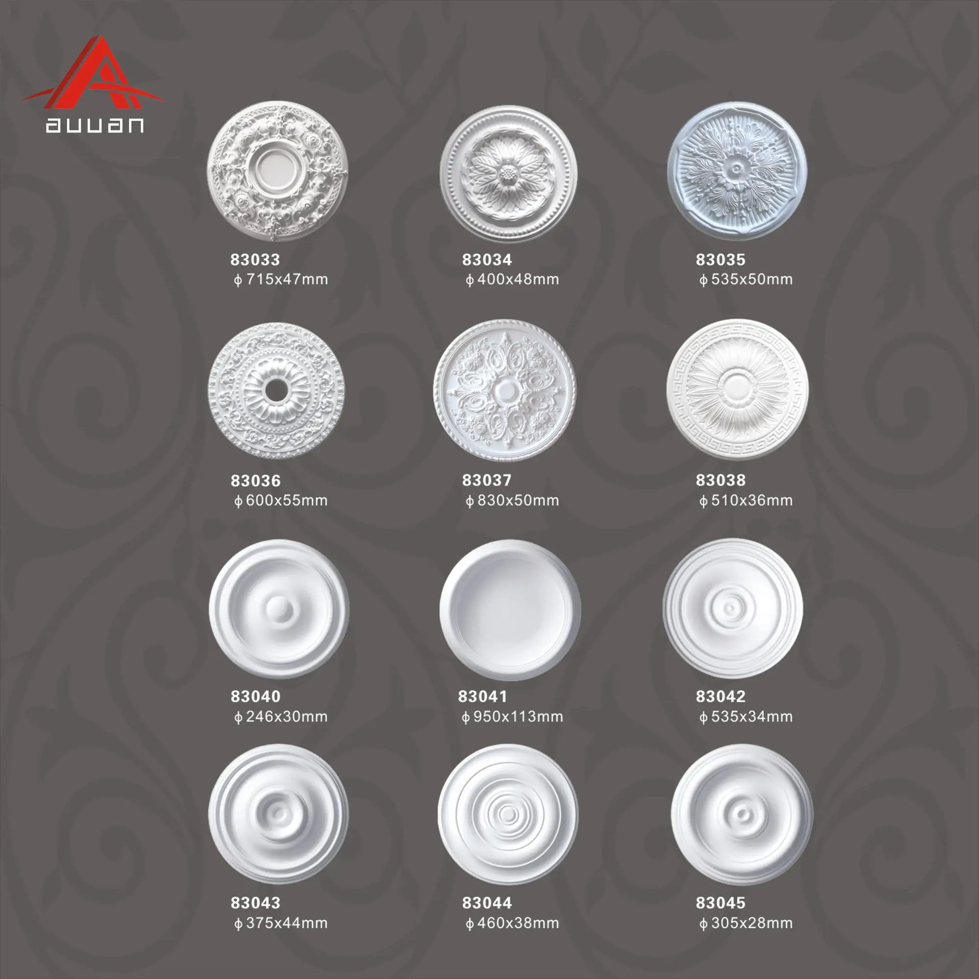 Modern Simple Pu Light Weight Ceiling Medallion Mold Decorative Ceiling