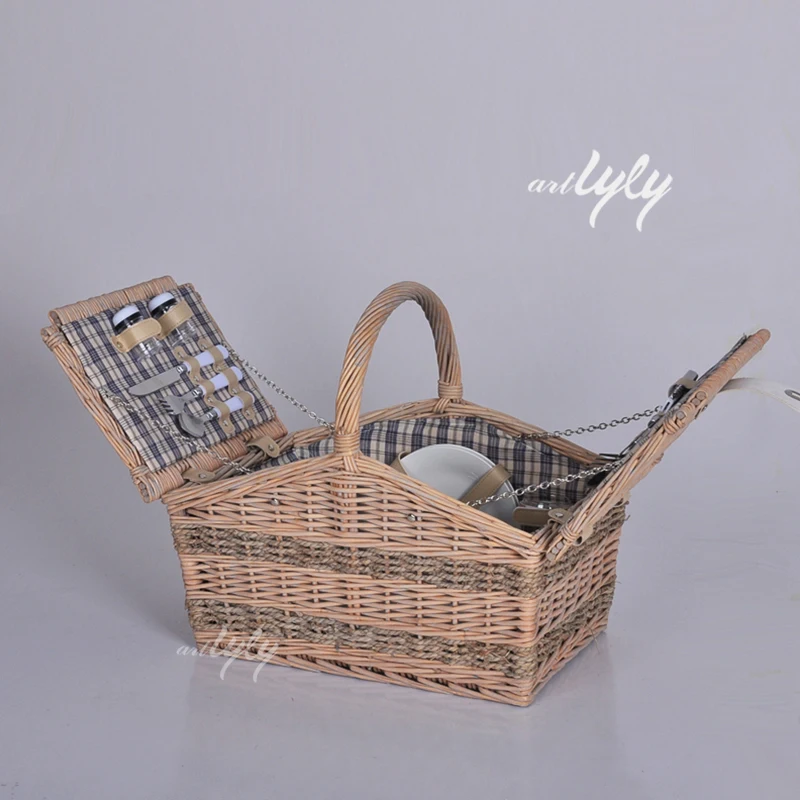 Mini kids white picnic basket willow picnic hamper