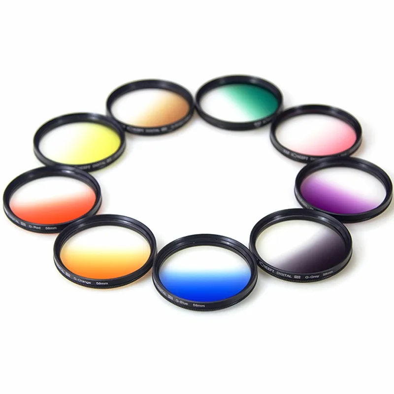 49-82mm Gradient Lens With Camera Filter Box Colorful Camera Filter ...