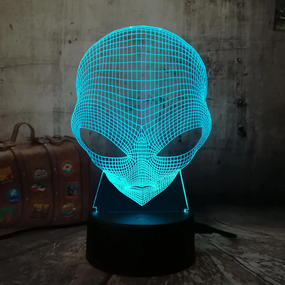 3D Emoji Alien Lamp Table Desk Night Light 7 Color Change USB LED Home Decoration Wireless Flashlight Atmosphere Bulb Creative