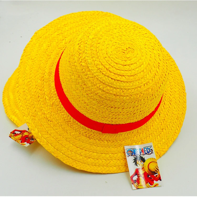 Custom Luffy Straw Hat Farmers Wide Brim Hat With Ribbon And Rope - Buy ...