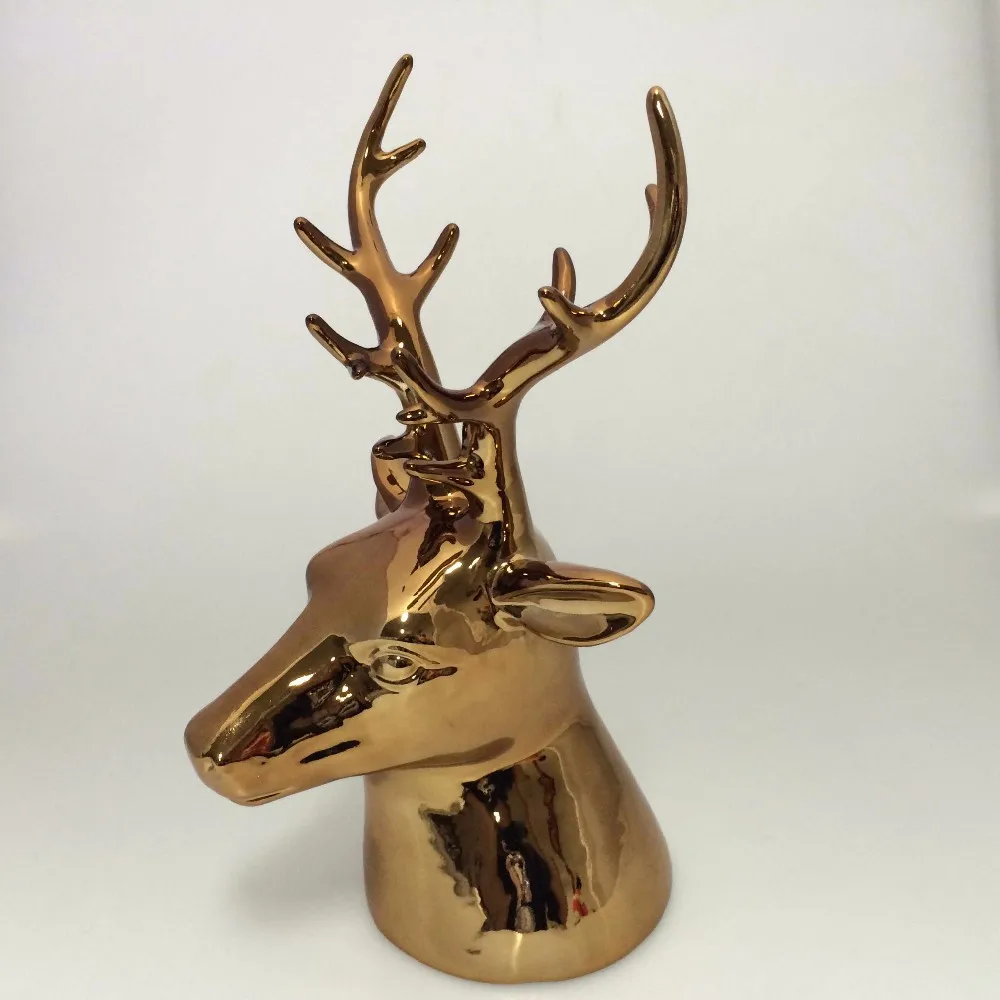 Factory Directly Gold Plating Ceramic Deer Head For Sales Buy Deer