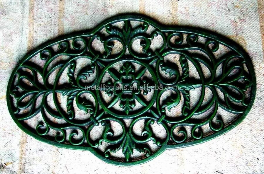 Heavy Duty Cast Iron/aluminum Pie Apple Grape Rooster Floral Design Round Garden Doormat For