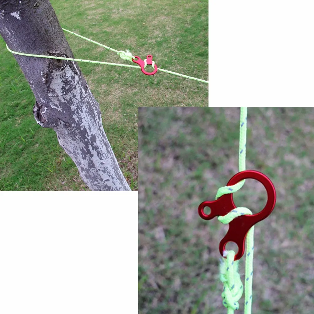 Aluminum Guyline Tensioner Hiking 3 Holes Cord Strap Tensioner Outdoor Camping Wind Rope Buckles