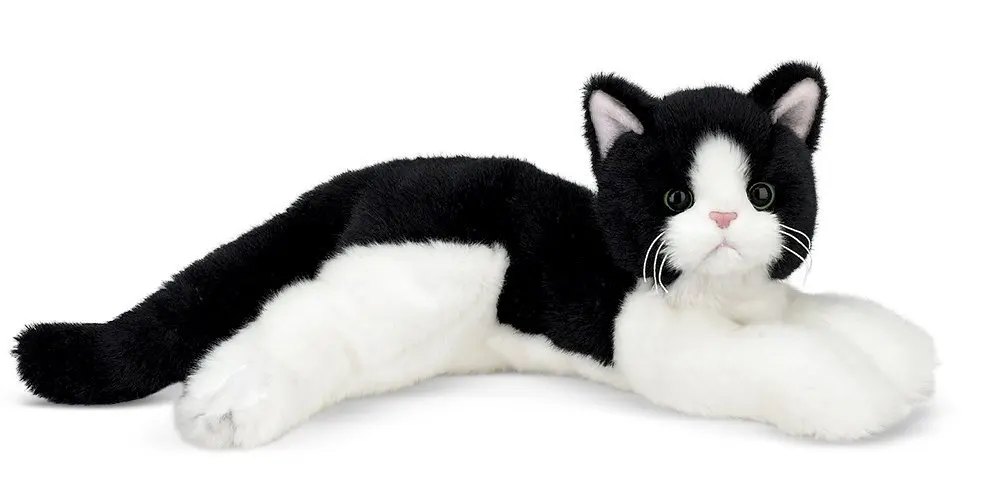 stuffed animal cat black and white