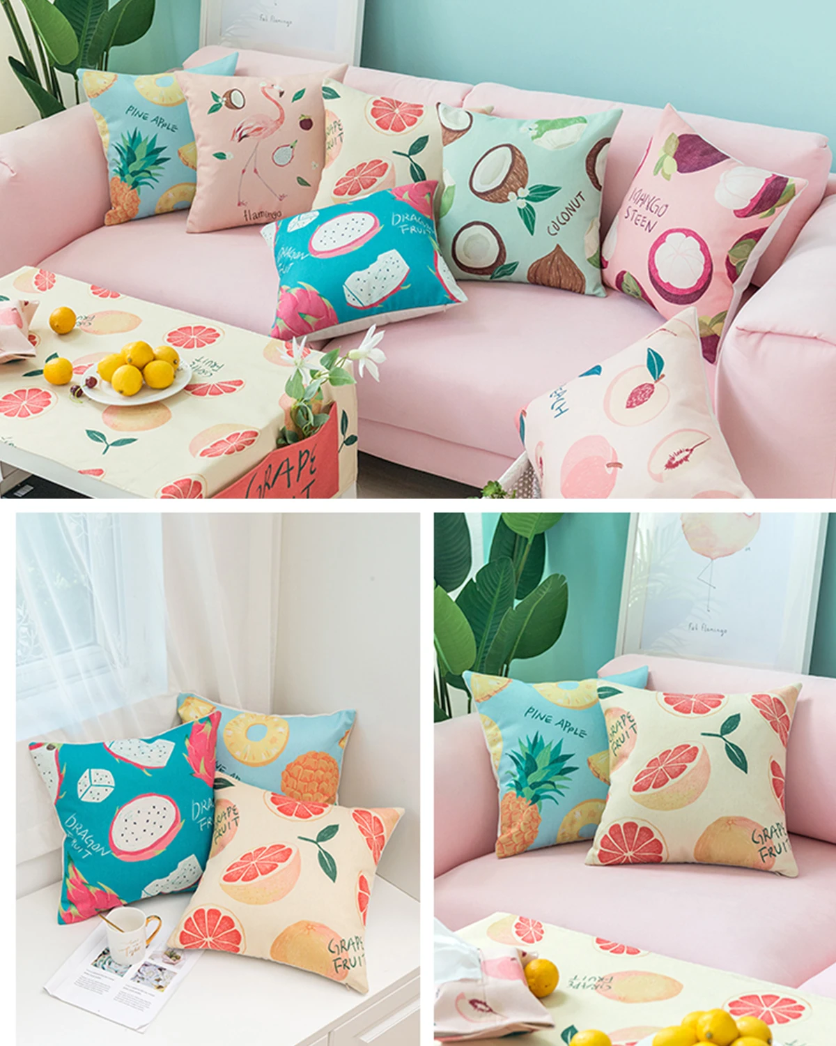 Wholesale Custom High Quality Pillowcase Small Fresh Fruit Style Digital Printing Pillow Cover