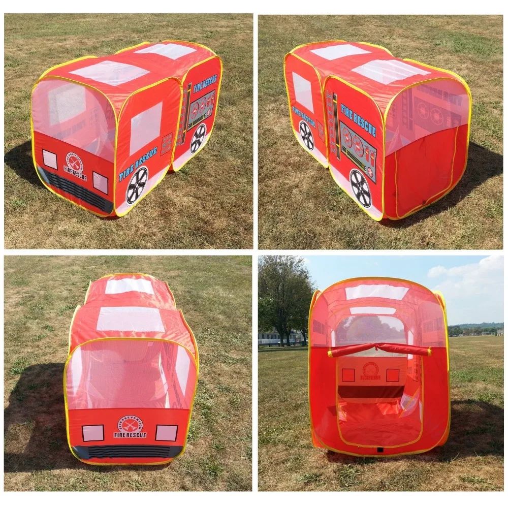Large Red Fire Truck Pop-up Play Tent /fire Engine With Back Tunnel ...
