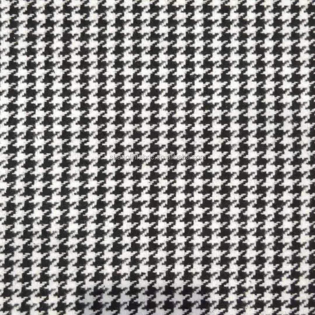 New Arrival Houndstooth Tweed Wool Blended Woven Fabric For Suit Coat