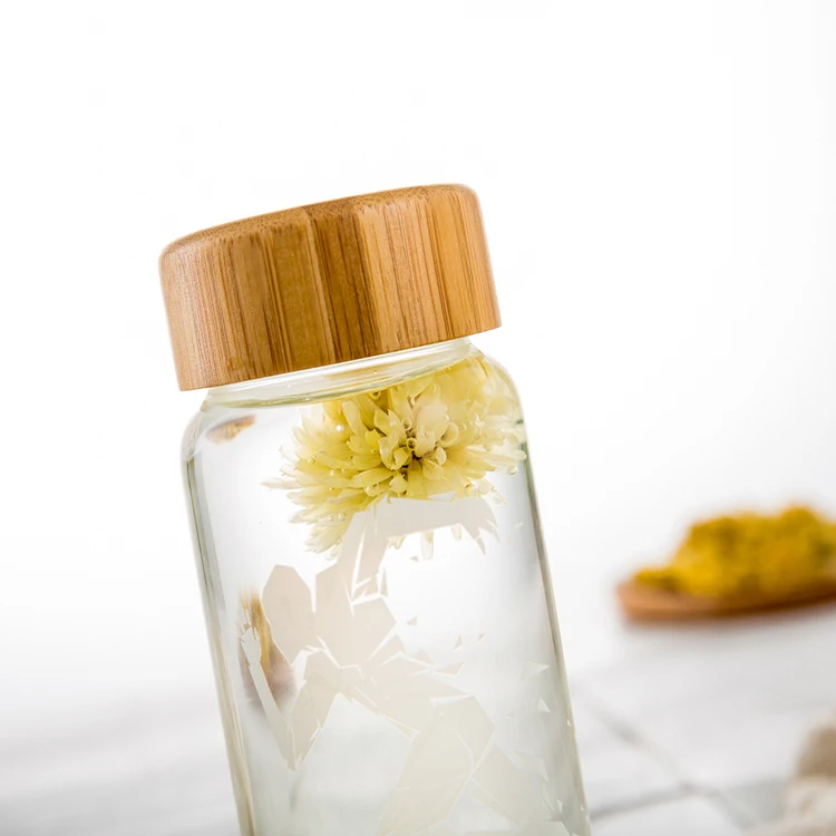 Wholesale Wood Lid Water Bottle Glass Drinking Bottle Glass Tumbler