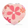 heart-shaped printed make up foldable chromed make up shell cosmetic compact mirror