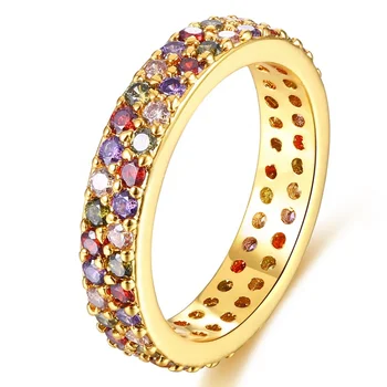 gold jewelry multicolor stone 18k ring eternity costume larger