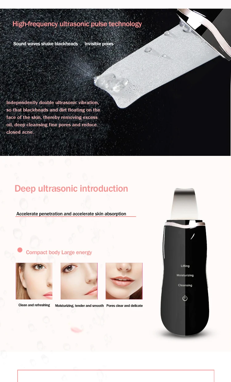 Beauty Personal Care Ultrasonic Vibration Facial Pores Skin face Clean the Scrubber blackhead removal