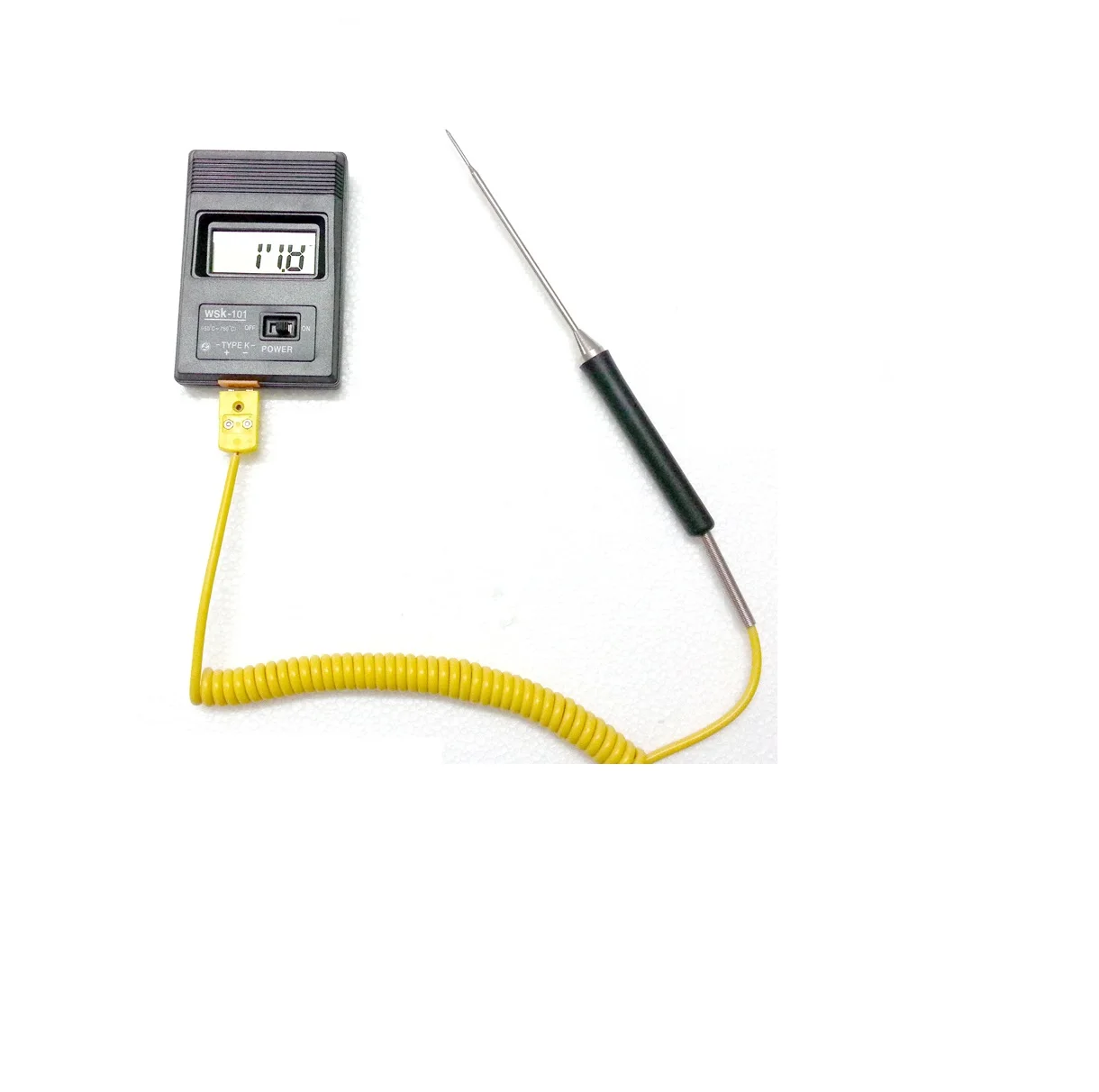 K型针探头热电偶，软电缆黄色插头