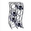 Dongguan OEM high quality black chrome plated floor standing wine rack stand steel wire red wine rack holders