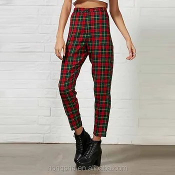 black and red tartan trousers
