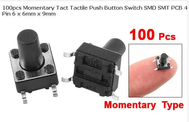 100 Pcs Electrical Tactile Push Button Micro Tact Switches 4-Pin DC 12V