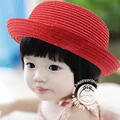 New Children Straw Sun Cap Korean High Level Handmade Snapback Hot Sales Sun Hat Breathable Spring