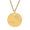 Trendy Hot Sale Products Zinc Alloy Round Disc Rhinestone Gold Zodiac Sign Pendant Necklace For Women