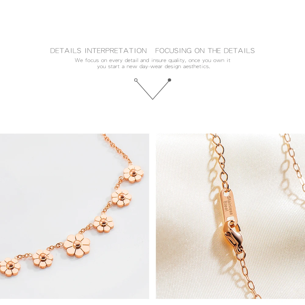New Products 2019 Women Girls Rose Gold Charm Flower Pendant Necklace