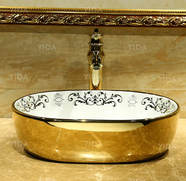 Wash Basin For Cabinet_Above Counter Art Basin_Golden Wash Basin