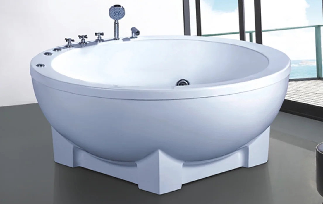 Indoor Freestanding Round Bowl Jaccuzi Japanese Bathtub For 2 Person