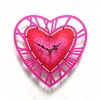 Hollow Design Pink Love Shape Diy Battery Operated Hanging Acrylic Wall Clock
