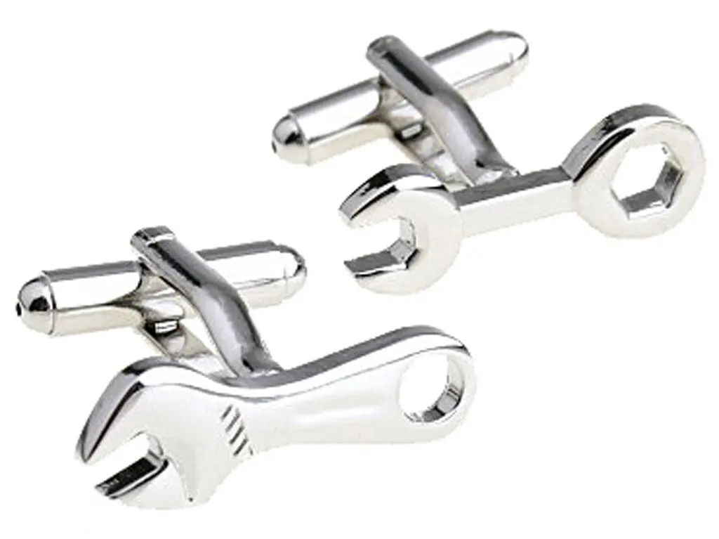 KORPIKUS Work Tools ' Spanner ' Shiny Silver Colour Stainless Steel Cufflinks In Free Designer Gift Bag