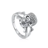 XH Hot Sale Cubic Zirconia Skull Bone Fashion Split Shank Ring With Sterling Silver 925 Jewelry